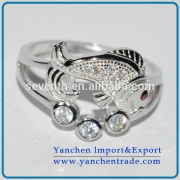 Gold Fish Ring Designs for Men with CZ Diamonds Pave Setting