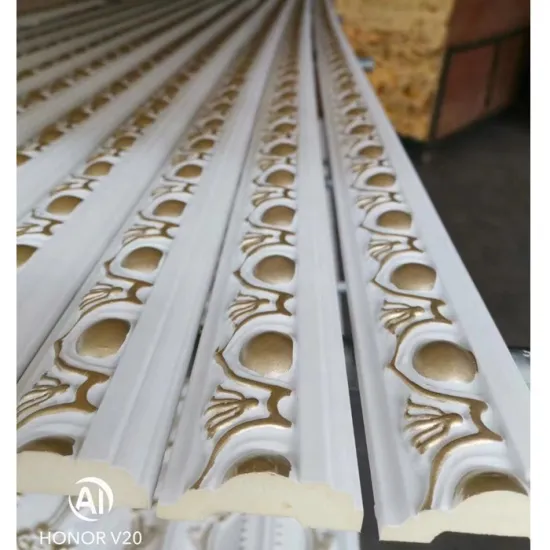 Gold Polyurethane PU Foam Carved Crown Cornice Ceiling Moulding