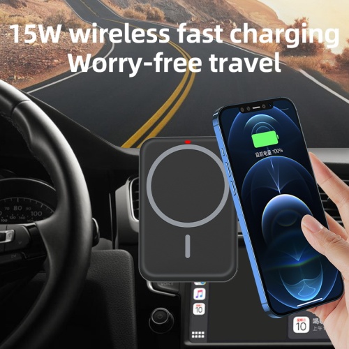 Black magnetic car wireless charger for android phone