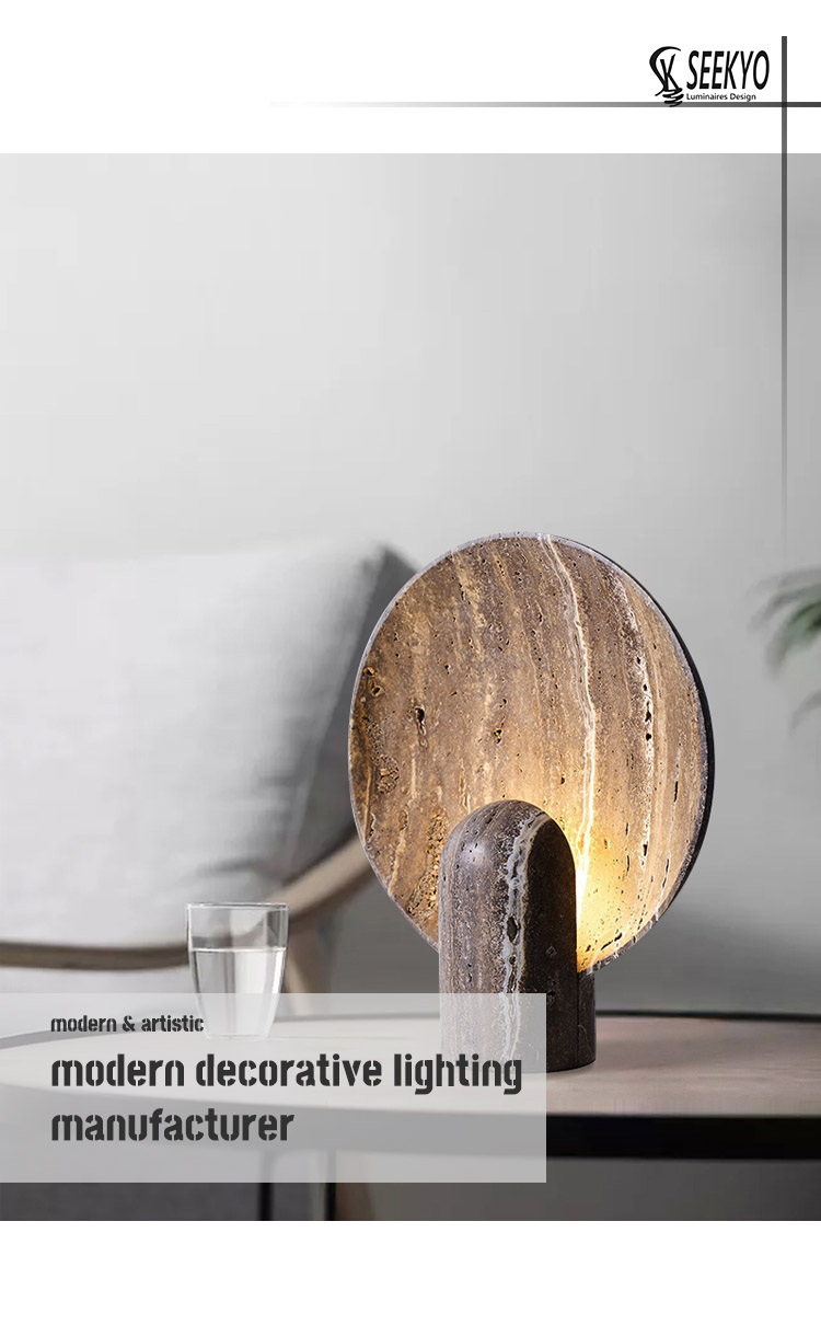 The imitation stone brown resin LED table lamp is a stylish and functional lighting option for any room. 