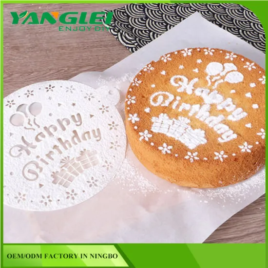 3pcs/Set DIY Birthday Cake Spray Mold Decorating Heart Flower Screen Printing Film Coffee Tiramisu Decorating Bakery Tool