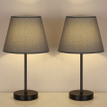 Bedroom Nightstand Table Lamp with Gray Linen Lampshade