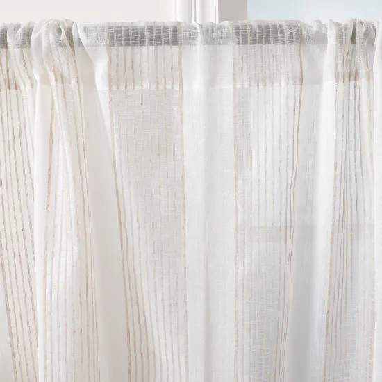 2023 Linen Sheer Voile Curtains: Unique Stripe Design for Living Room
