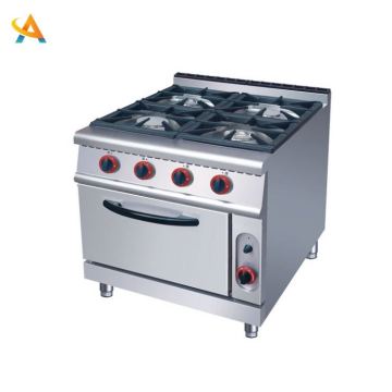 4 Burner Stainless Steel Gas Cooker Range with Oven and Lava Rock Grill
