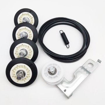 Pack of 4: Dryer Drum Roller, Belt, and Idler Pulley Assembly
