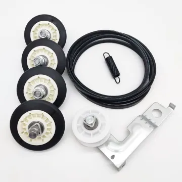 Pack of 4: Dryer Drum Roller, Belt, and Idler Pulley Assembly