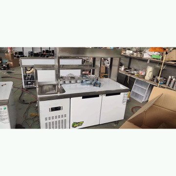Commercial Stainless Steel Kitchen Pizza Freezer Workbench Refrigerator Operation Console