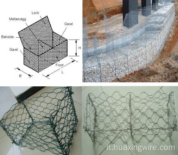 Cesto di gabion esagonale pesante di zinco