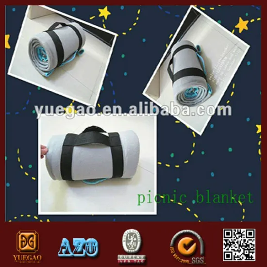 polyester polar fleece nylon strape travel blanket