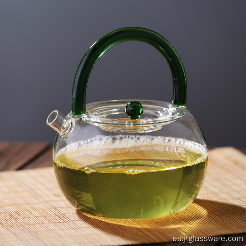 Tetera de cristal del horno de microondas de la hoja de té del café