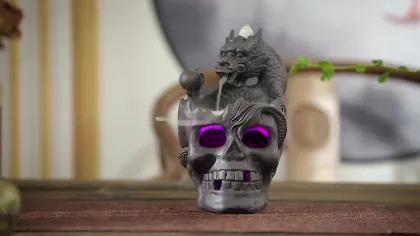 Sandalwood Backflow Incense Stove: Halloween Large Skull Head Decor