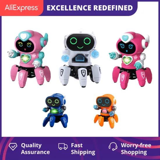 Smart Dancing Robot Electronic Six-claw Dance RC Robot Included LED Music Nina Robot Toys for Children Birthday Gift