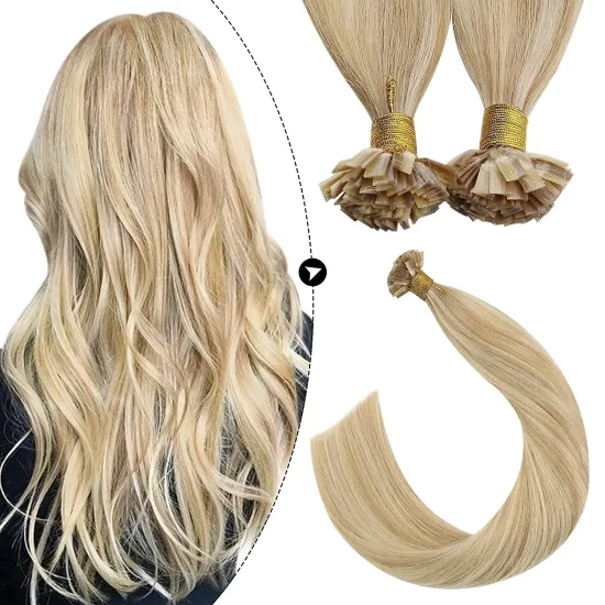 Hot selling factory high quality Russian rumy human hair extension Pre Bonded Hair Extensions Flat tip hair Flat bond extension