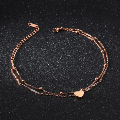 Diy rose gold heart ankle chain bracelet