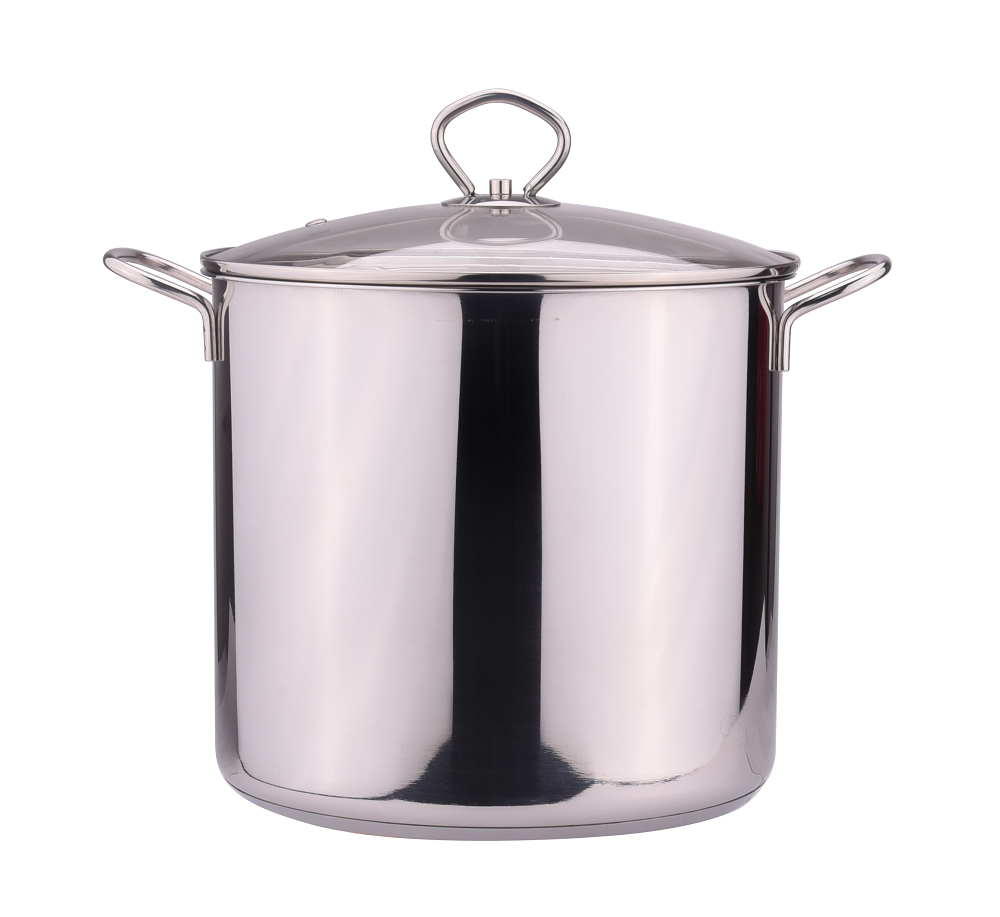 Big stainless steel soup pot with glass lid