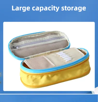 Double zipper oval pen case Stationery pen case