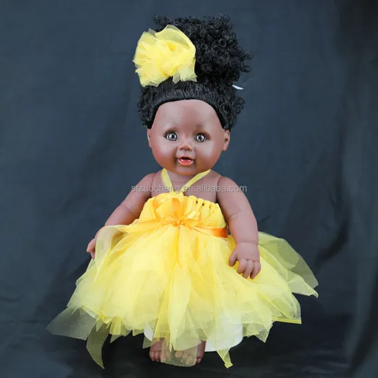 IN STOCK: 12 Inch Silicone Baby Dolls - Cute African Fashion Girls in Black Dolls for Kids