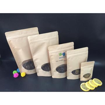 Kraft Paper Stand Up Bag Doypack With Windows