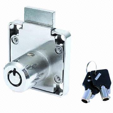 Drawer Lock/Seven Ball Tubular Key with 10,000 Combinations, Bright Chrome or Brass-plated Finish