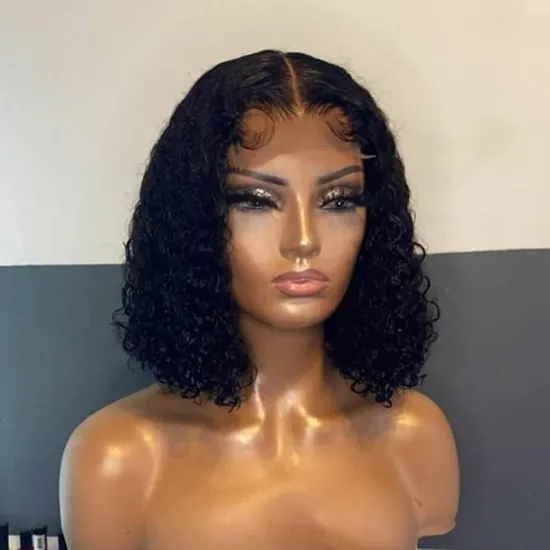 Overnight Delivery Curly Cuticle Aligned Closure Brazilian Bob Virgin Frontal For Black Women Lace Front Human Hair Wigs