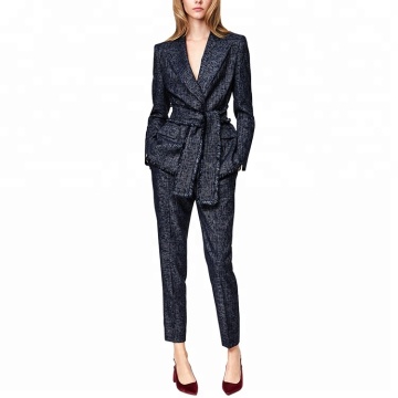 cross waistband two-piece set pant coat tassels formal blazer