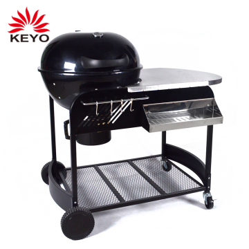 KEYO Portable Outdoor Barbecue Trolley Cart Stainless Steel BBQ Charcoal Kettle Grills