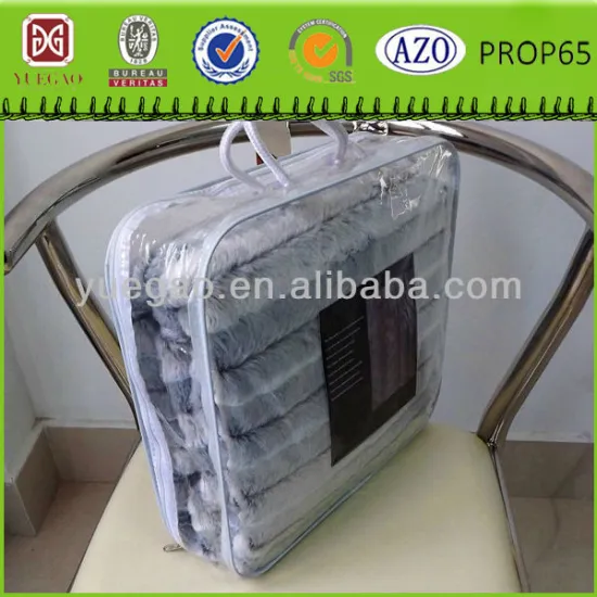 Luxury plush fleece blanket PVC zipper bag