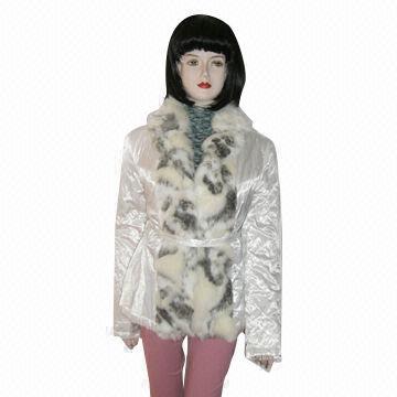 Women's Metal Nylon Coat with Printing Fur on Front