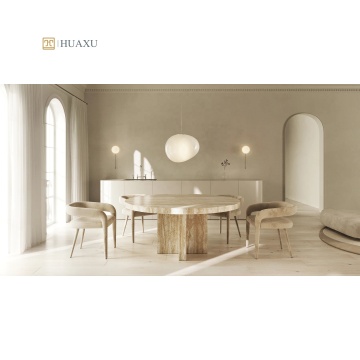 Huaxu Huaxu Modern Polished Travertine Table