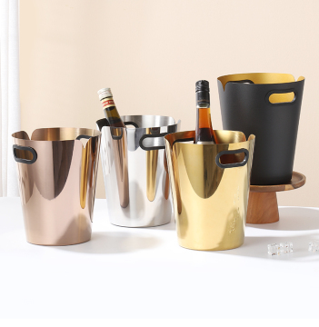 Customized Logo Hotel Silver Bar Round Chill Bucket | Metal Stainless Steel Ice Bucket for Restaurant Wholesale Beverage Tubs