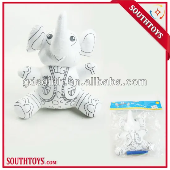 washable painting plush elephant educational toy