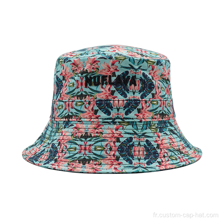 Chapeau de seau à fleurs imprimé de design personnalisé