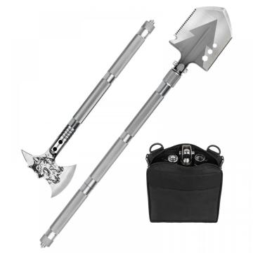 Silver Multifunctional Foldable Metal Wilderness Shovel