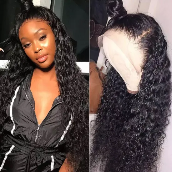 Wholesale Glueless Lace Wig Vendor Peruvian Virgin Human Hair Deep Wave Curly 13x6 Transparent Lace Front Wig With Baby Hair
