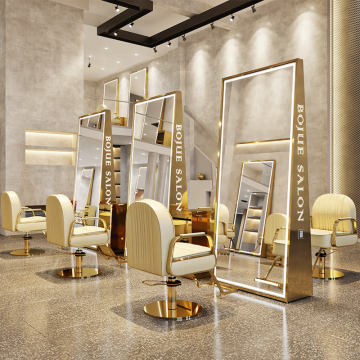 Double-Sided Gold LED Beauty Salon Mirror