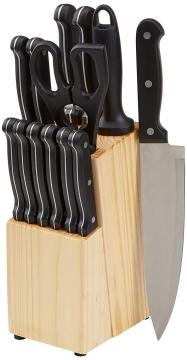 Stainless steel Knife Set with Pine Wood Block