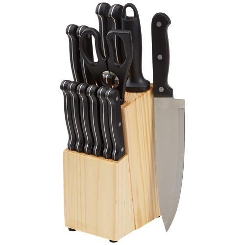 Stainless steel Knife Set with Pine Wood Block