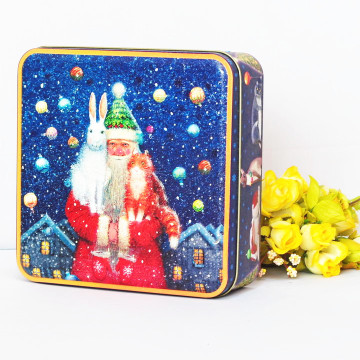 square christmas tin box