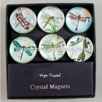 Well-received round dragonfly crystal fridge magnet for home decoration gifts