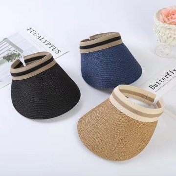 Women's Summer Pearl Straw Hat with Big Brim for Sun Protection