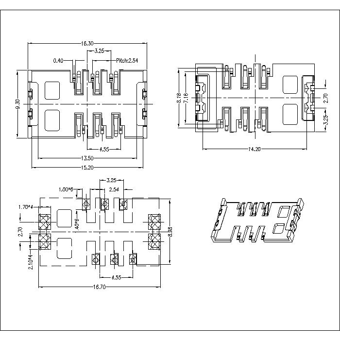 ATK-SIM61.6AA 6P SIM Card Connector 1.6H Derangement