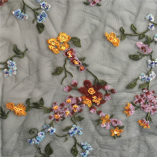 Fantasic Kid Dress Multicolor Sequin Embroiery Fabric