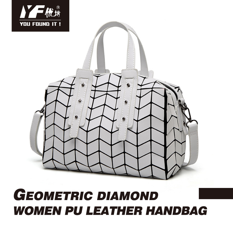 Bolso de hombro de geometría enrejado de diamantes Bolsos de mano Bolsos de PU