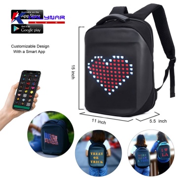 Smart LED screen backpack with USB charging