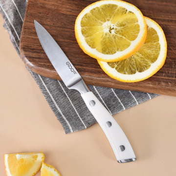 3.5 Inch Stainless Steel Paring Knife with Full Tang and White ABS Handle