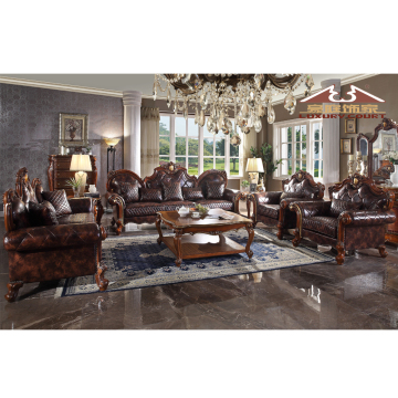 2021 New U Shape Leather Sofa with TV Stand - German Chesterfield Furniture