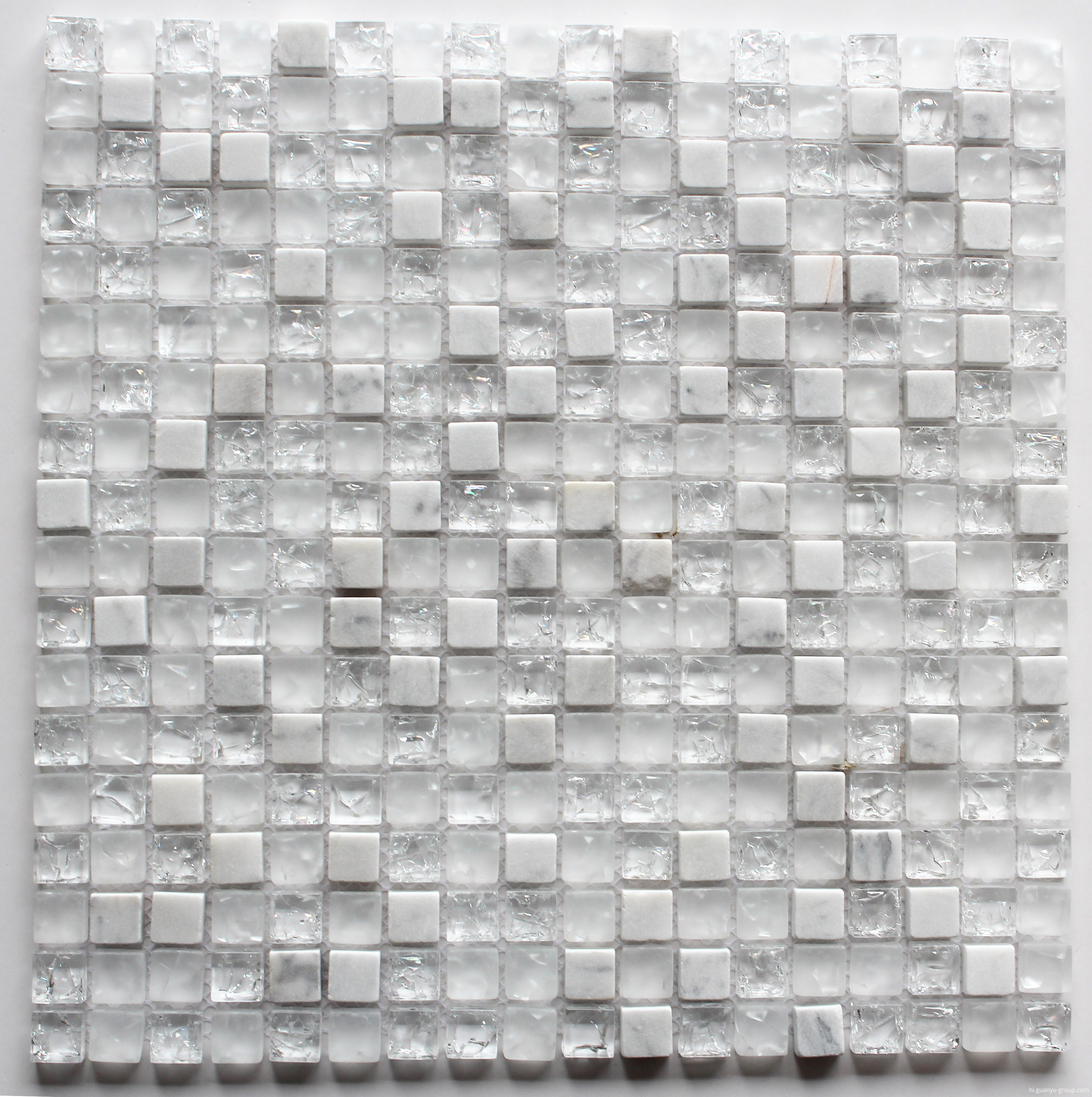 Pure White Cracked Glass Mixed Stone Mosaic