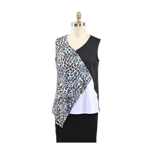 Top feminino estampado casual solto