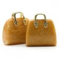 Gemstone Mini Handbag Gold Findings Natural Stone Crystal Hand Bag Pendants for DIY Jewelry Making (Approx 25x27x11mm)