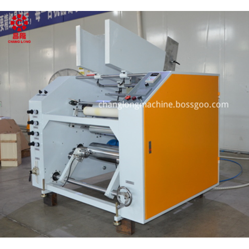 Semi-automatic stretch film rewinder slitter